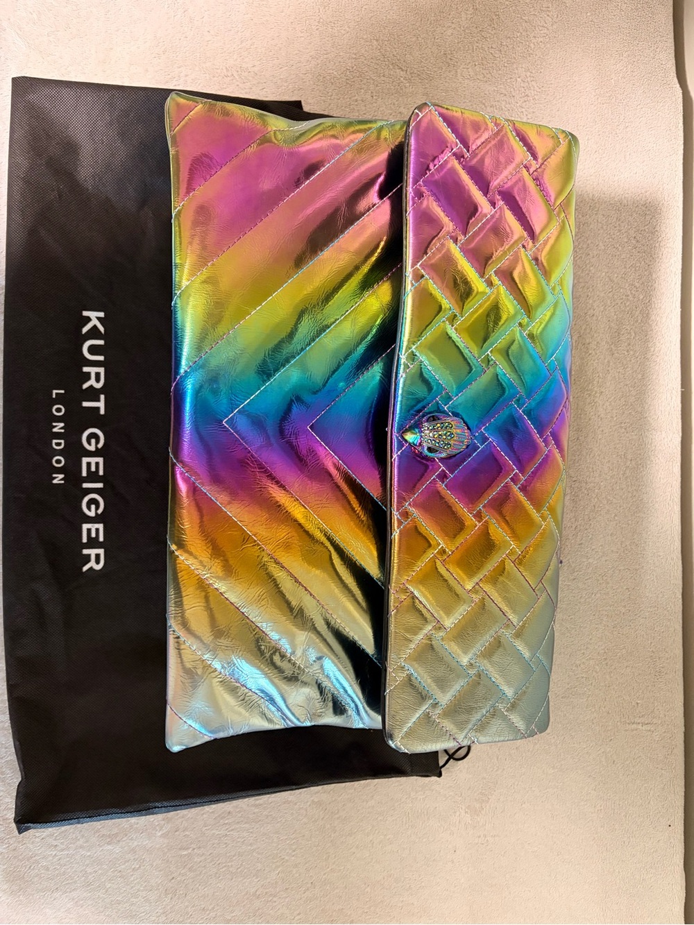 NWT : Rare Kurt Geiger XL London Kensington Ombré Metallic Leather Shoulder Bag - Picture 8 of 12